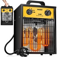 MASKO® Elektroheizer Heizlüfter Bauheizer mit integriertem Thermostat elektrisch Heizgerät mit 3 Heizstufen Heizgebläse für Innen- und Außeneinsat von MASKO