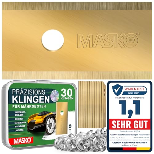 MASKO® Ersatzmesser Klingen für Mähroboter | Rasenmäher Messer universal inkl. innovativen Schrauben | Ersatzklingen Rasenroboter langlebig Titan-Beschichtung Kompatibel mit Worx 30 Stück von MASKO