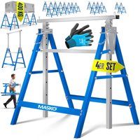 MASKO® Teleskop-Arbeitsbock Untergestell Klappbock max. Belastbarkeit 200 kg Unterstellbock höhenverstellbar Min. / max. Arbeitshöhe 800-1300 mm von MASKO