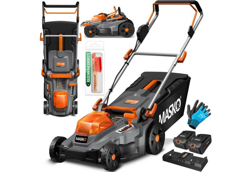 MASKO Akkurasenmäher ECO-X10 43cm Schnittbreite, 55L Fangkorb, 2x 4,0Ah Akkus & Ladegerät, mit Mulchfunktion, 6 Schnitthöhen einstellbar & verstellbare Griffhöhe MASKO Akkurasenmäher ECO-X10 43cm Schnittbreite, 55L Fangkorb, 2x 4,0Ah Akkus & Ladegerät, mit Mulchfunktion, 6 Schnitthöhen einstellbar & verstellbare Griffhöhe von MASKO