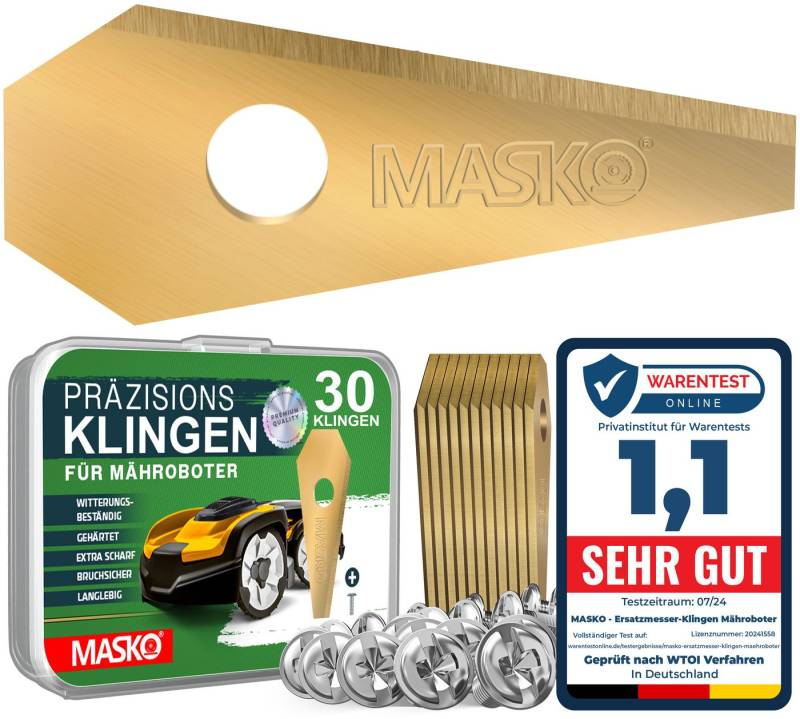 MASKO Mährobotermesser (30-St), Ersatzmesser Klingen für Mähroboter langlebig Titan-Beschichtung von MASKO