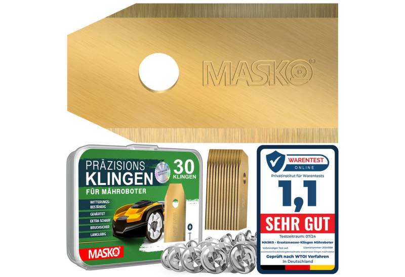 MASKO Mährobotermesser (30-St), Ersatzmesser Klingen für Mähroboter langlebig Titan-Beschichtung von MASKO