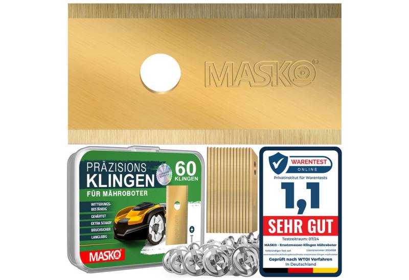 MASKO Mährobotermesser (60-St), Ersatzmesser Klingen für Mähroboter langlebig Titan-Beschichtung von MASKO
