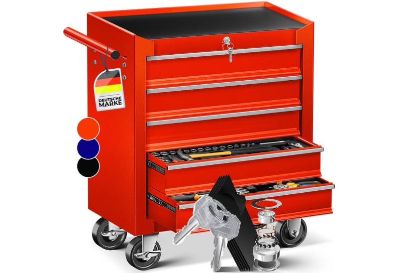 MASKO Werkstattwagen, 5 Fächer Rot, Werkzeugwagen Rollwagen Werkzeugkiste Fächer Toolbox Werkzeug Box MASKO Werkstattwagen, 5 Fächer Rot, Werkzeugwagen Rollwagen Werkzeugkiste Fächer Toolbox Werkzeug Box von MASKO