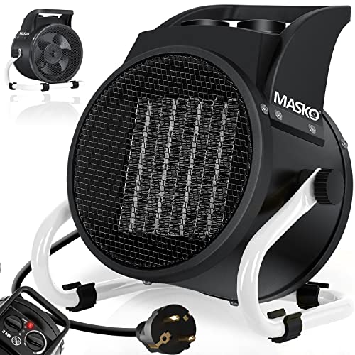 Masko® Elektroheizer Heizlüfter Bauheizer 3KW Keramik Heizstrahler 3000 Watt Elektroheizgebläse elektrisch Heizgerät mit Thermostat mit 3 Heizstufen Elektroheizung Heizgebläse für Innen- Außeneinsatz von MASKO