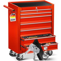 Masko® Werkstattwagen Rollwagen Werkzeugwagen Werkzeugkiste Fächer Toolbox Werkzeug-Box 7 Fächer Rot von MASKO