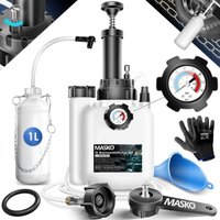 Masko - Bremsenentlüftungsgerät Auto Bremsentlüfter kfz Bremsflüssigkeits-Wechselgerät 3L für Scheibenbremsen & Trommelbremsen mit Handpumpe & 1L von MASKO