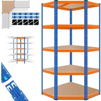 Eckregal Lagerregal Schwerlastregal Kellerregal 180x75x40cm bis 875 kg 5 verstellbare Ablagen MDF-Platten Regal aus Metall Steckregal Orange / Bla von MASKO