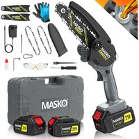 Mini-Kettensäge mit Akku 8000mAh Handkettensäge Elektro mit 2 Akku 4000mAh für Gartenscheren/Astscheren/Holzschneiden Motorsäge 800W automatisches von MASKO