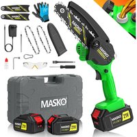 Mini-Kettensäge mit Akku 8000mAh Handkettensäge Elektro mit 2 Akku 4000mAh für Gartenscheren/Astscheren/Holzschneiden Motorsäge 800W automatisches von MASKO