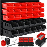 Masko - Stapelboxen Wandregal 32tlg Box Sichtlagerkästen Schüttenregal Steckregal Schwarz/Rot - Schwarz / Rot von MASKO