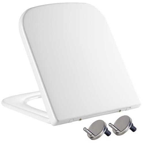 Mass Dynamic Quadratischer WC-Sitz mit Absenkautomatik und Schnellverschluss für einfache Reinigung, universeller WC-Sitz für quadratische WC-Pfannen, Befestigung oben, einfache Installation (40 cm L von MASS DYNAMIC