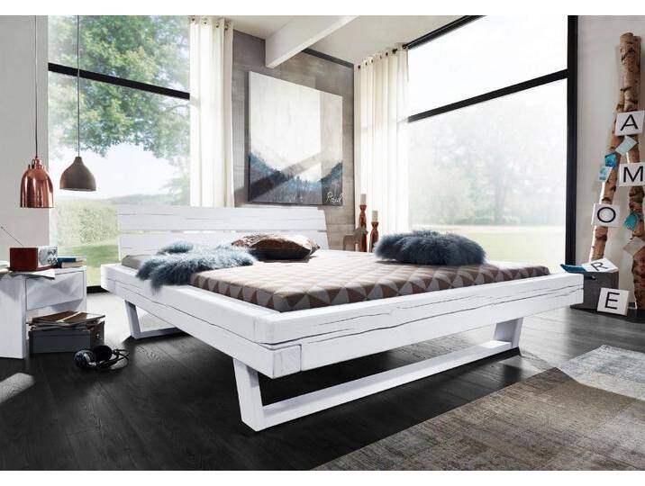 Balkenbett Fichte 160x200x87 weiß lackiert VANCOUVER #710 Balkenbett Fichte 160x200x87 weiß lackiert VANCOUVER #710 von MASSIVMOEBEL24.DE