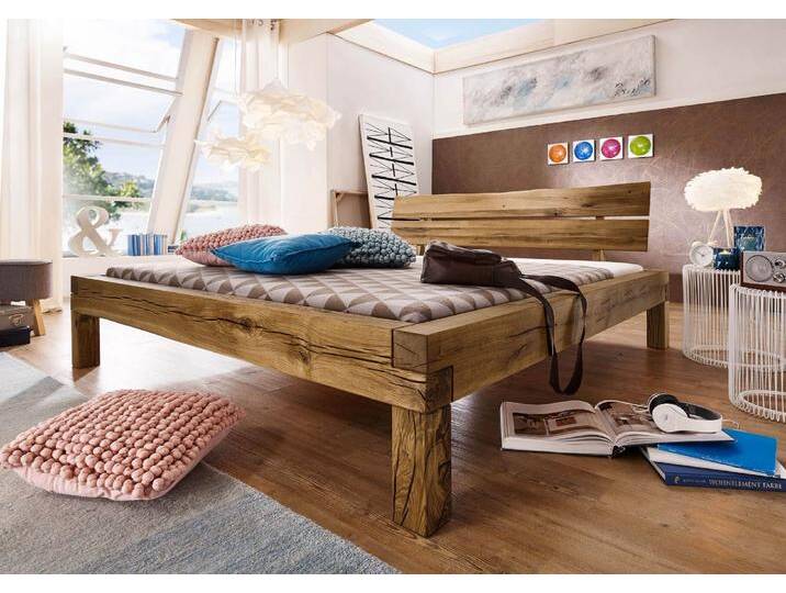 Balkenbett Wildeiche 140x200 tabacco geölt JANGALI #410 Balkenbett Wildeiche 140x200 tabacco geölt JANGALI #410 von MASSIVMOEBEL24.DE
