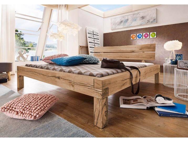 Balkenbett Wildeiche 160x200 bianco geölt JANGALI #211 Balkenbett Wildeiche 160x200 bianco geölt JANGALI #211 von MASSIVMOEBEL24.DE