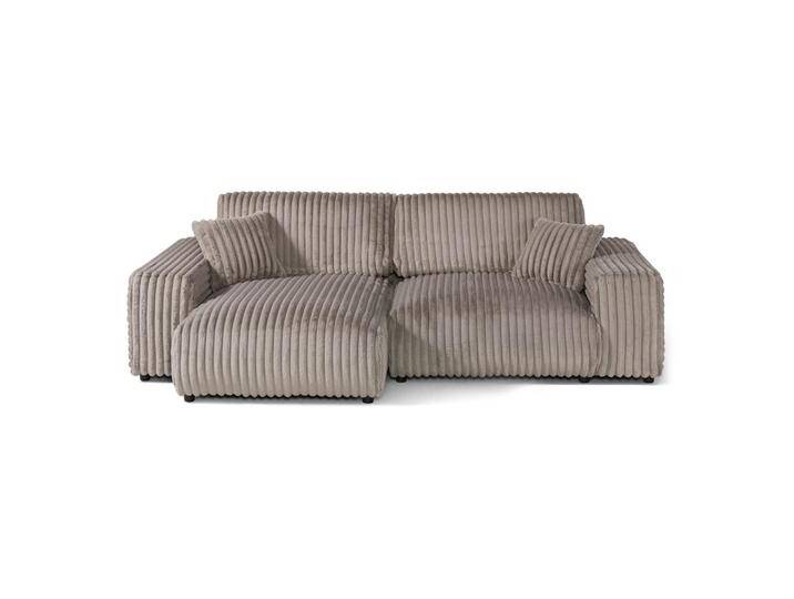 Ecksofa Cord Velours 237x144x79 grau PAULINA von MASSIVMOEBEL24.DE
