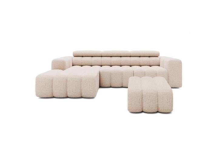 Ecksofa Ottomane links mit Hocker Chenille 289x188x78 beige KONSTANTIN von MASSIVMOEBEL24.DE