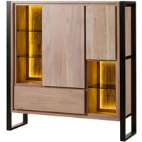 Highboard Akazie / Altholz 130x40x140 natur lackiert DENVER 100 von MASSIVMOEBEL24.DE