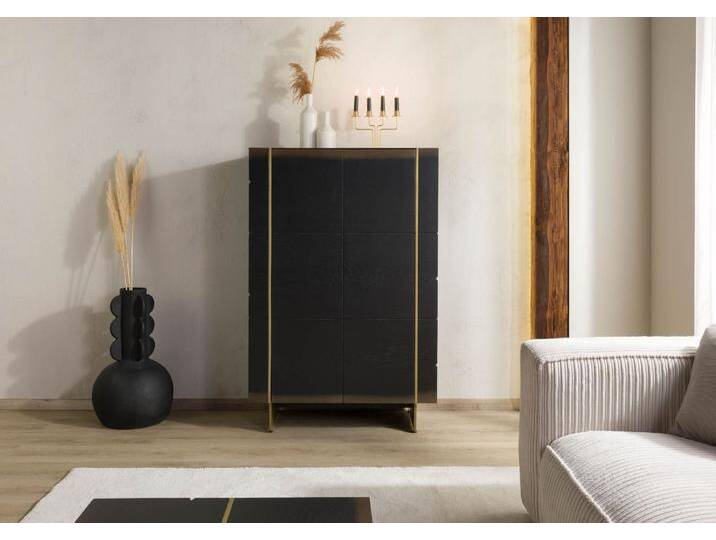 Highboard Eiche 94x45x142 dunkelbraun lackiert BEAMS #70 Highboard Eiche 94x45x142 dunkelbraun lackiert BEAMS #70 von MASSIVMOEBEL24.DE