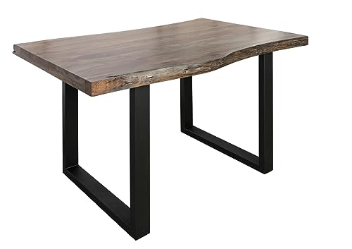 MASSIVMOEBEL24.DE Baumtisch Akazie 140x90x77 grau lackiert/U-Beine anthrazit matt Freeform 5 von MASSIVMOEBEL24.DE