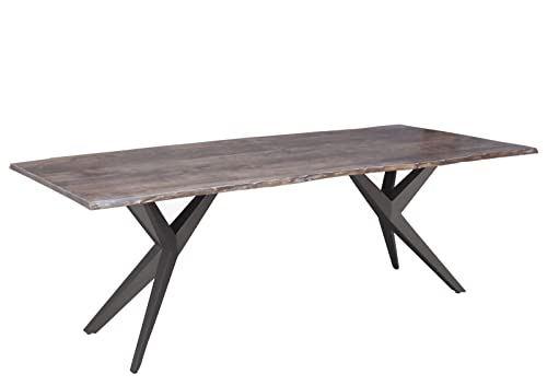MASSIVMOEBEL24.DE Baumtisch Akazie 160x90x76 grau lackiert Beine anthrazit matt Freeform 4#28 von MASSIVMOEBEL24.DE