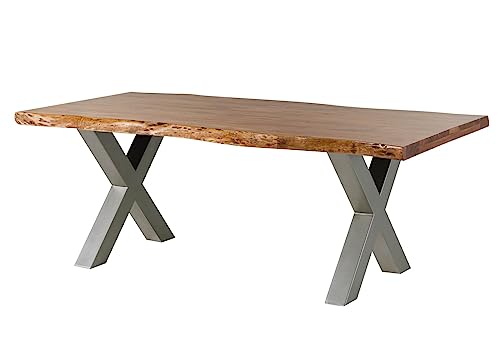MASSIVMOEBEL24.DE Baumtisch Akazie Freeform 5 - Verschiedene Größen, Gestelle und Farben, Farbe:Natur lackiert, Größe:180x90 cm, Gestell:X-Beine Silber matt MASSIVMOEBEL24.DE Baumtisch Akazie Freeform 5 - Verschiedene Größen, Gestelle und Farben, Farbe:Natur lackiert, Größe:180x90 cm, Gestell:X-Beine Silber matt von MASSIVMOEBEL24.DE