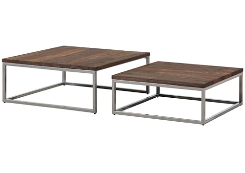 MASSIVMOEBEL24.DE Couchtisch 2er-Set Sheesham braun geölt Lounge Collection #01 von MASSIVMOEBEL24.DE