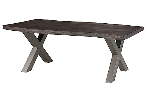 MASSIVMOEBEL24.DE Freeform 5 Baumtisch Mango - Verschiedene Größen, Farben und Gestell, Farbe:grau lackiert, Größe:200x100 cm, Gestell:X-Beine Silber matt von MASSIVMOEBEL24.DE