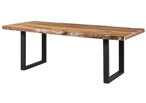 MASSIVMOEBEL24.DE Freeform 5 Baumtisch Sheesham - Verschiedene Größen, Farben und Gestelle, Farbe:Natur sandgestrahlt lackiert, Größe:180x90 cm, Gestell:U-Beine anthrazit matt von MASSIVMOEBEL24.DE
