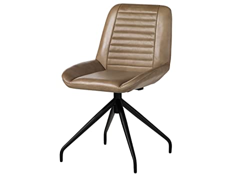 Massivmoebel24.de | Iron Label Stuhl aus Echtleder #609 | aus echtem Büffel-Leder in Beige | 49x56x83 cm | Beine aus Eisen | Esszimmerstuhl aus Leder Lederstuhl von Massivmoebel24.de