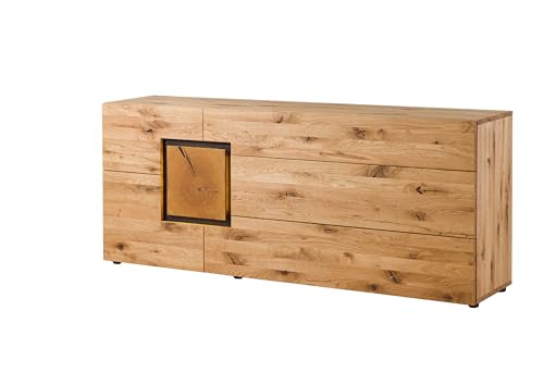 Massivmoebel24.de | Kitzbühel Sideboard aus Massivholz #127 | aus Wildeichenholz -Natur geölt/lackiert | 196,5x43,5x80 cm | 3 Schubladen & 2 Fächer | Massive Kommode von Massivmoebel24.de