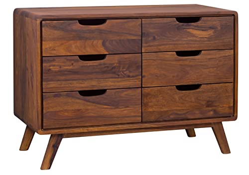 MASSIVMOEBEL24.DE | MALMÖ 2 - Massive Kommode | walnuss - lackiert | klein | Sheesham-Holz (Palisander) | 90x40x65 | 6 Schubladen | grifflos | Sideboard von MASSIVMOEBEL24.DE