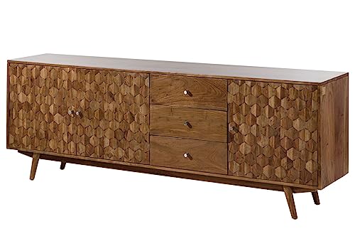 MASSIVMOEBEL24.DE MOSAYK Sideboard Akazie - Unterschiedliche Farben, Farbe:Natur lackiert, Größe:210x42x75 cm (BxTxH) von MASSIVMOEBEL24.DE