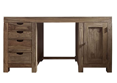 MASSIVMOEBEL24.DE Nature Grey Schreibtisch #70 Sheesham, Farbe:grau geölt, Größe:150x75x78 cm (BxTxH) von MASSIVMOEBEL24.DE