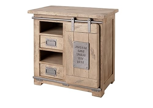 MASSIVMOEBEL24.DE Railway Kommode 70x45x70 Mango mit Schubladen, Farbe:beige lackiert, Größe:70x45x70 cm (BxTxH) von MASSIVMOEBEL24.DE