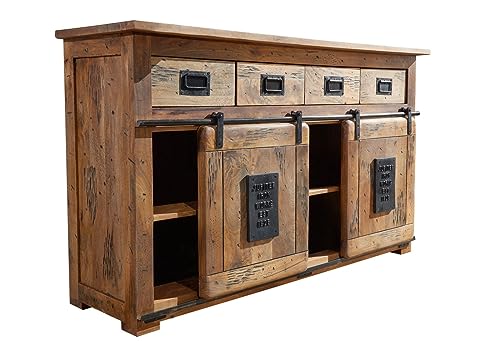 MASSIVMOEBEL24.DE Railway Sideboard 150x45x90 Mango, Farbe:Natur lackiert, Größe:150x45x90 cm (BxTxH) von MASSIVMOEBEL24.DE