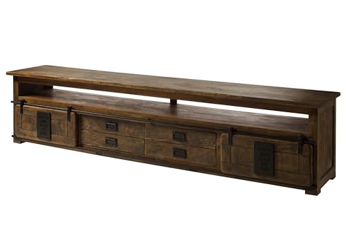 MASSIVMOEBEL24.DE Railway TV-Board 260x50x60 Mango, Farbe:braun lackiert, Größe:260x50x60 cm (BxTxH) von MASSIVMOEBEL24.DE