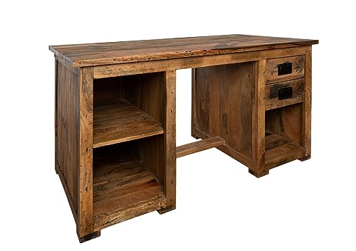 MASSIVMOEBEL24.DE Schreibtisch Mango 140x80x76 Natur lackiert Railway #161 von MASSIVMOEBEL24.DE