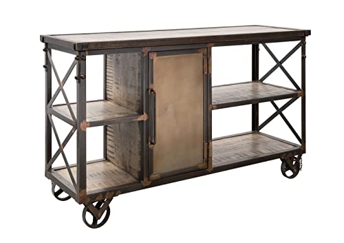 MASSIVMOEBEL24.DE Servierwagen Mango137x46x82 braun lackiert Heavy Industry #224 von MASSIVMOEBEL24.DE