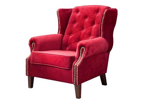 MASSIVMOEBEL24.DE Sessel Chesterfield #rot Ohrensessel Vintage von MASSIVMOEBEL24.DE