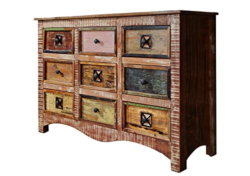 MASSIVMOEBEL24.DE Nature of Spirit Kommode130x40x85 Indisches Altholz, Farbe:Mehrfarbig lackiert, Größe:130x40x85 cm (BxTxH) von MASSIVMOEBEL24.DE