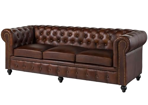 Massivmoebel24.de Sofa 3-Sitzer Chesterfield Echtleder 218x82x76 braun Chesterfield #103 Massivmoebel24.de Sofa 3-Sitzer Chesterfield Echtleder 218x82x76 braun Chesterfield #103 von Massivmoebel24.de