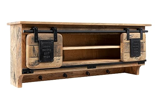 MASSIVMOEBEL24.DE Wandgarderobe Mango 115x30x45 natur lackiert RAILWAY #159 von MASSIVMOEBEL24.DE