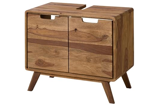 MASSIVMOEBEL24.DE Waschbeckenunterschrank Sheesham MALMÖ 2 - Verschiedene Größen, Farbe:Natur sandgestrahlt, Größe:70x40x60 cm (BxTxH) von MASSIVMOEBEL24.DE