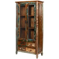 Vitrine Altholz 85x42x180 mehrfarbig lackiert fable 31 von MASSIVMOEBEL24.DE