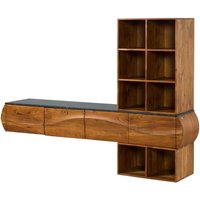 Wohnwand Akazie 204x40x145 natur lackiert / Marmor schwarz MONTREAL 142 Wohnwand Akazie 204x40x145 natur lackiert / Marmor schwarz MONTREAL 142 von MASSIVMOEBEL24.DE