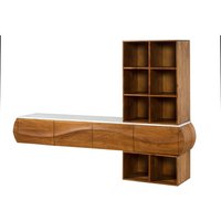 Wohnwand Akazie 204x40x145 natur lackiert / Marmor weiß MONTREAL 143 Wohnwand Akazie 204x40x145 natur lackiert / Marmor weiß MONTREAL 143 von MASSIVMOEBEL24.DE