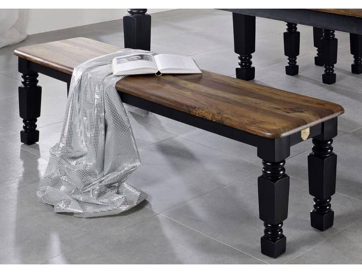 Bank Sheesham 130x40x45 schwarz/braun lackiert NEW BOSTON #161 von MASSIVMOEBEL24