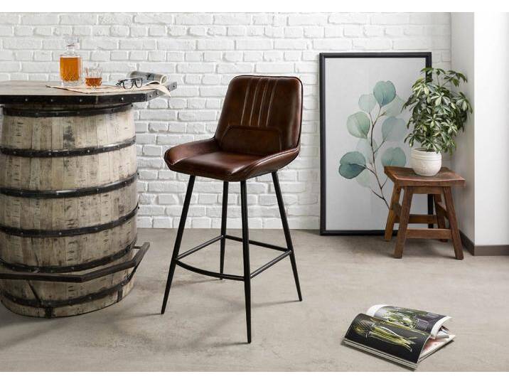 Barstuhl Echtleder 52x57x108 braun IRON LABEL #116 Barstuhl Echtleder 52x57x108 braun IRON LABEL #116 von MASSIVMOEBEL24