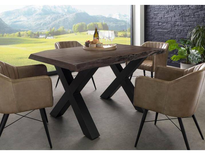 Baumtisch Akazie 140x90x77 grau lackiert / X-Beine anthrazit matt FREEFORM 5 Baumtisch Akazie 140x90x77 grau lackiert / X-Beine anthrazit matt FREEFORM 5 von MASSIVMOEBEL24